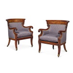 A Pair of Regency Mahogany Library Bergeres, Circa 1810
