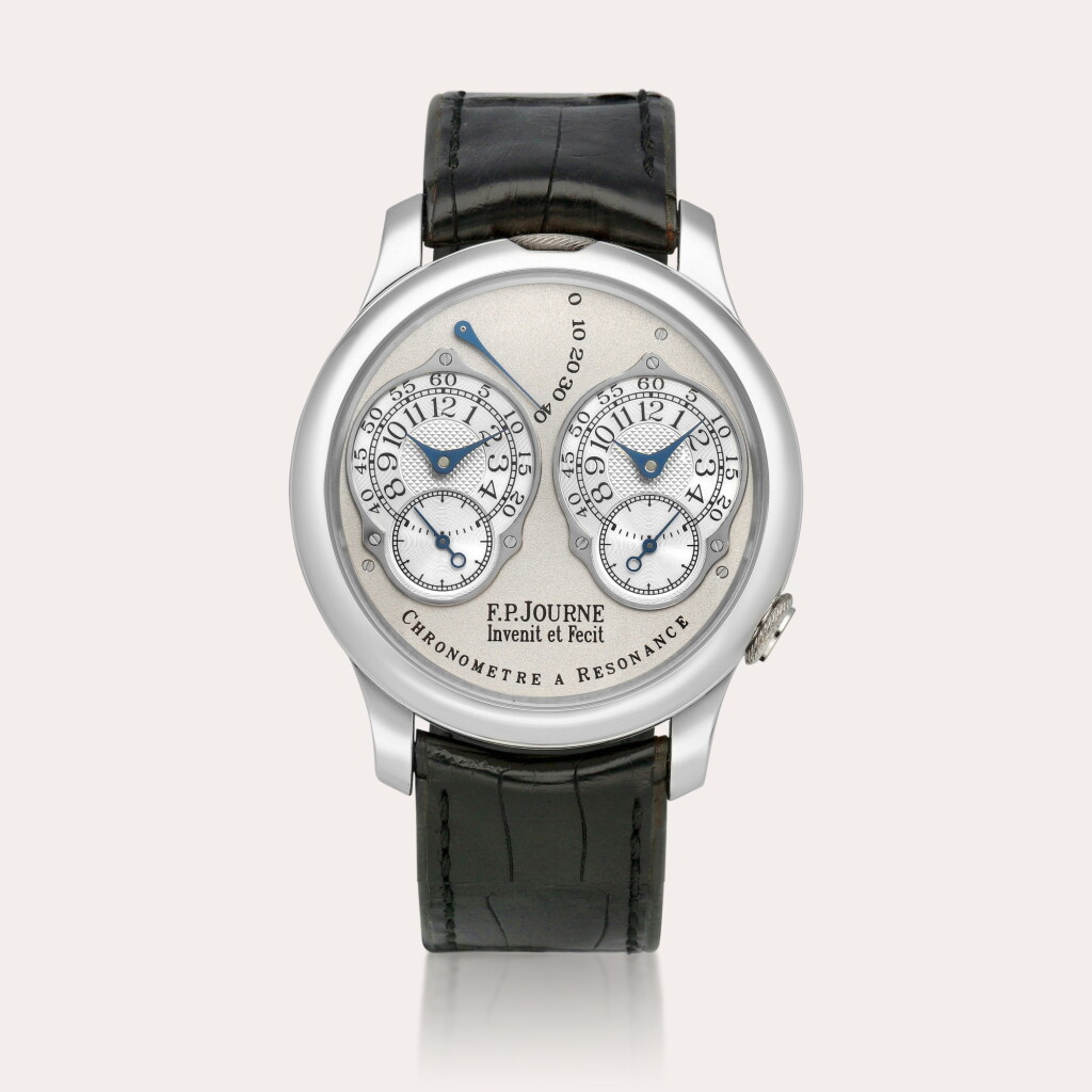 View full screen - View 1 of Lot 2113. Chronomètre à Résonance | A platinum dual time wristwatch with power reserve indication, Circa 2007 .