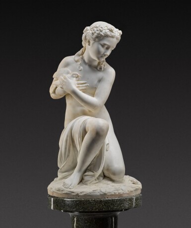 View full screen - View 1 of Lot 25. Young Girl protecting a bird from a snake .