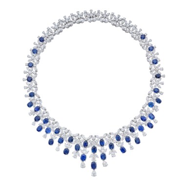 View full screen - View 1 of Lot 380. Sapphire and Diamond Necklace.