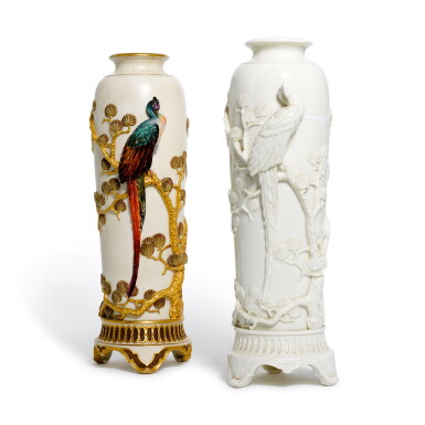 View full screen - View 1 of Lot 125. A Royal Worcester japonaiserie vase and another similar example, 1882 .