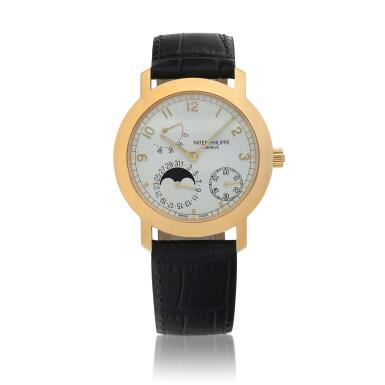 View full screen - View 1 of Lot 31. Ref. 5055J Yellow gold wristwatch with date, moon phases and power reserve indication Circa 2008.