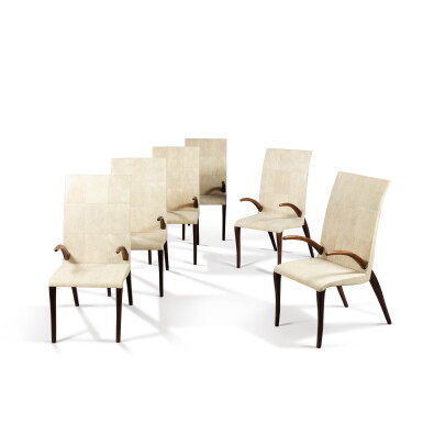 View full screen - View 1 of Lot 277. Set of six armchairs | Ensemble de six fauteuils .