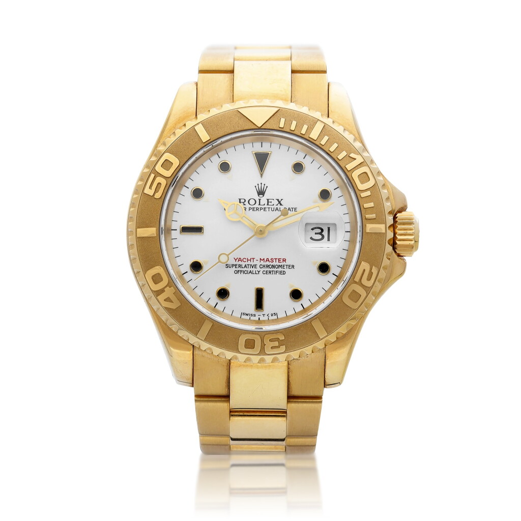 View full screen - View 1 of Lot 8238. Yacht-Master, Reference 16628B | A yellow gold and sapphire-set wristwatch with date, Circa 1997 | 勞力士 Yacht-Master 型號16628B | 黃金鑲藍寶石腕錶,備日期顯示,約1997年製.