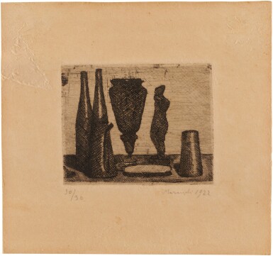View full screen - View 1 of Lot 411. GIORGIO MORANDI | NATURA MORTA CON LA STATUINA (VITALI 17).