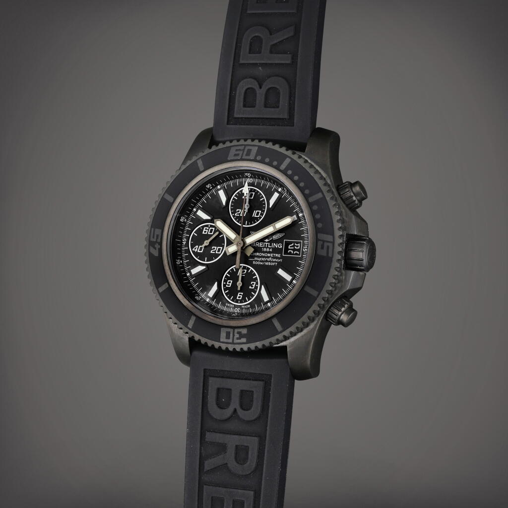 View full screen - View 1 of Lot 142. Reference M13341 Superocean | A limited edition black stainless steel automatic chronograph wristwatch with date, Circa 2015.