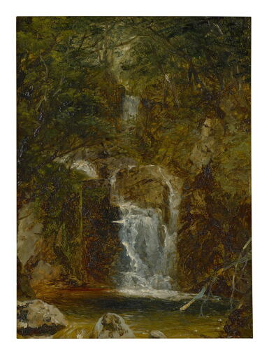 View full screen - View 1 of Lot 36. JOHN FREDERICK KENSETT | CASCADE NEAR LAKE GEORGE.