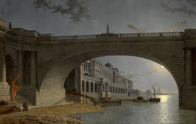 View full screen - View 1 of Lot 516. London, a view of Somerset House seen through an arch of Waterloo Bridge.