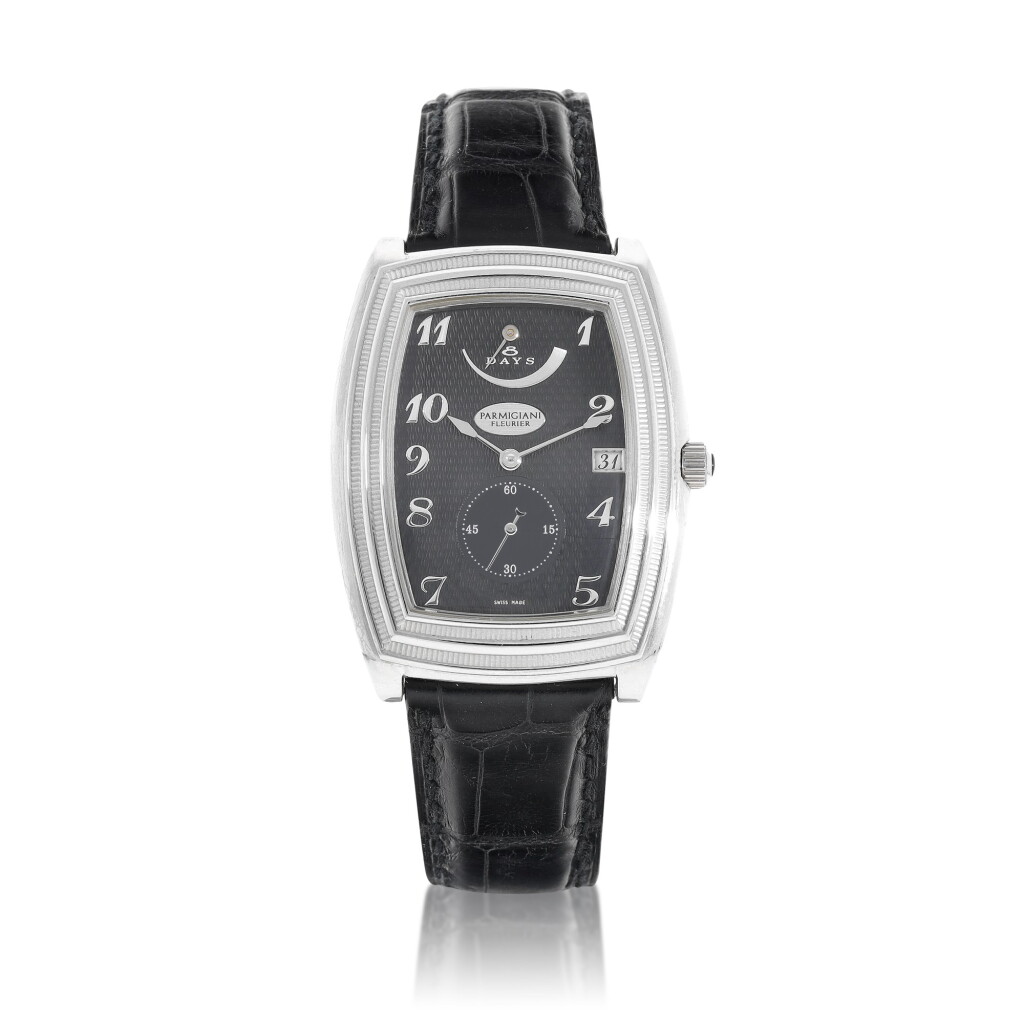View full screen - View 1 of Lot 9328. Parmigiani Fleurier | Ionica 8 Days, A platinum wristwatch with date and power reserve indication, Circa 2000 | Ionica 8 Days 鉑金腕錶,備日期及動力儲備顯示,約2000年製.
