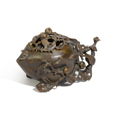 View full screen - View 1 of Lot 57. A large bronze 'peach' censer and cover, 17th century.