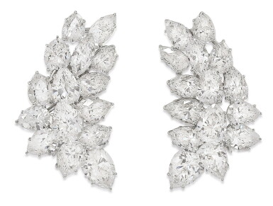 View full screen - View 1 of Lot 56. HARRY WINSTON | PAIR OF DIAMOND EARCLIPS.