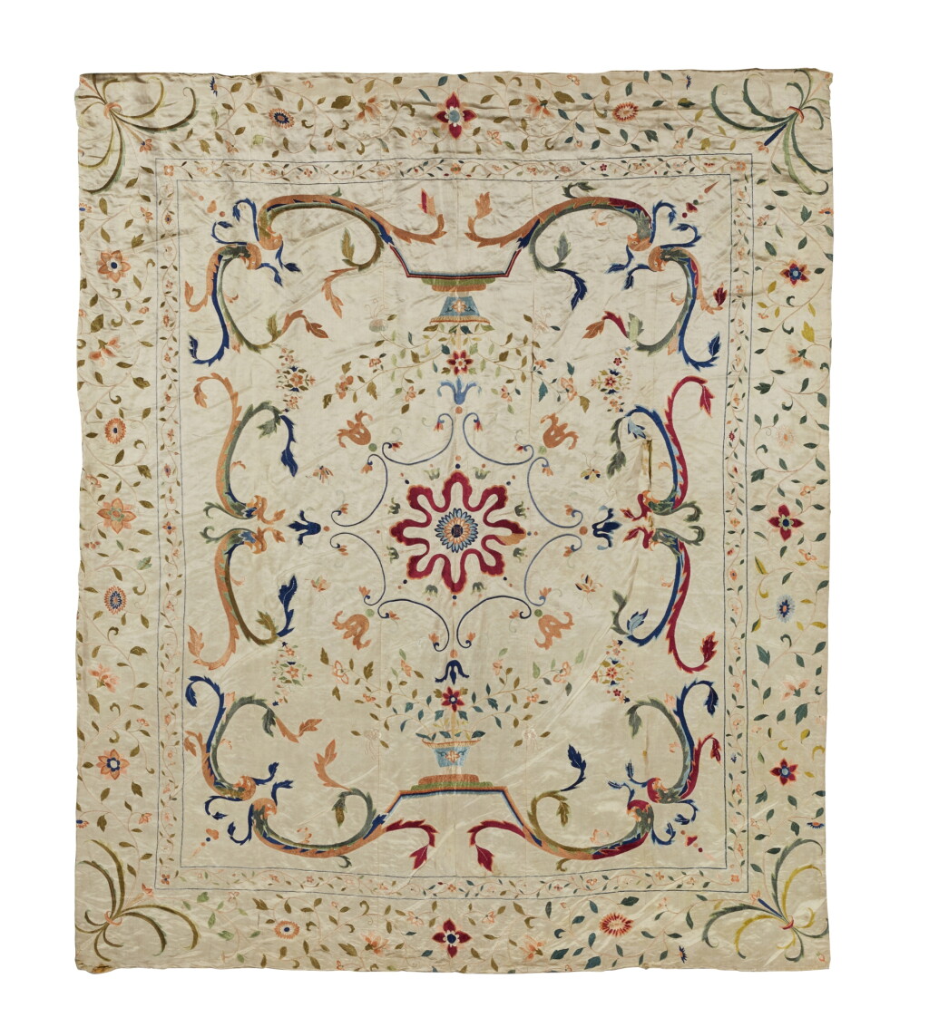 View full screen - View 1 of Lot 92. A group of embroidered floral coverlets, 17th and 18th century, for the European market.