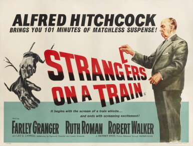 View full screen - View 1 of Lot 107. Strangers on a Train (1951), re-release poster (1950s), British.