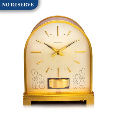 View full screen - View 1 of Lot 4009. JAEGER-LECOULTRE | ATMOS BORNE, A GILT BRASS ATMOS CLOCK, CIRCA 1965.