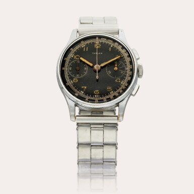 View full screen - View 1 of Lot 624. A stainless steel chronograph wristwatch, Circa 1945.