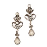 Pair of diamond ear clips, 1890s, and a pair of diamond drops, 19th century