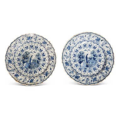 View full screen - View 1 of Lot 1728. A pair of Dutch Delft Blue and White Chargers, First Half 18th Century.