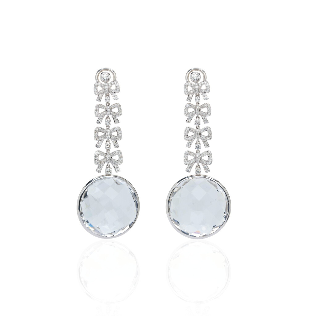 View full screen - View 1 of Lot 45. PAIR OF ROCK CRYSTAL AND DIAMOND EARRINGS, MICHELE DELLA VALLE.