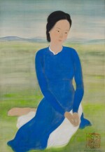 Vu Cao Dam 武高談 | Jeune femme en bleu dans un paysage 藍色風景中的少女