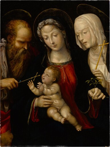 View full screen - View 1 of Lot 13. Madonna and Child with Saints Jerome and Catherine of Siena.