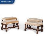 Four Louis XIV style carved walnut tabourets