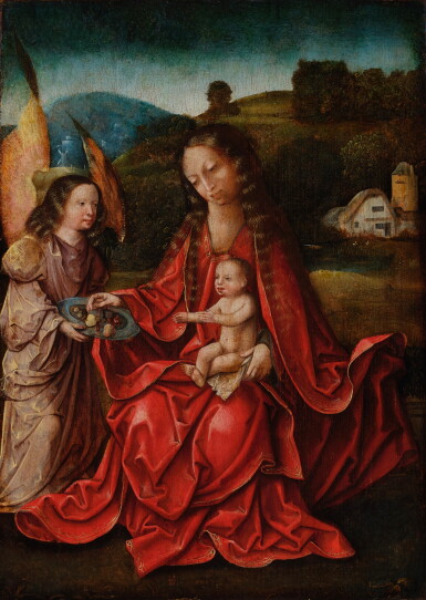 View full screen - View 1 of Lot 412. Virgin and child in a landscape with an angel.