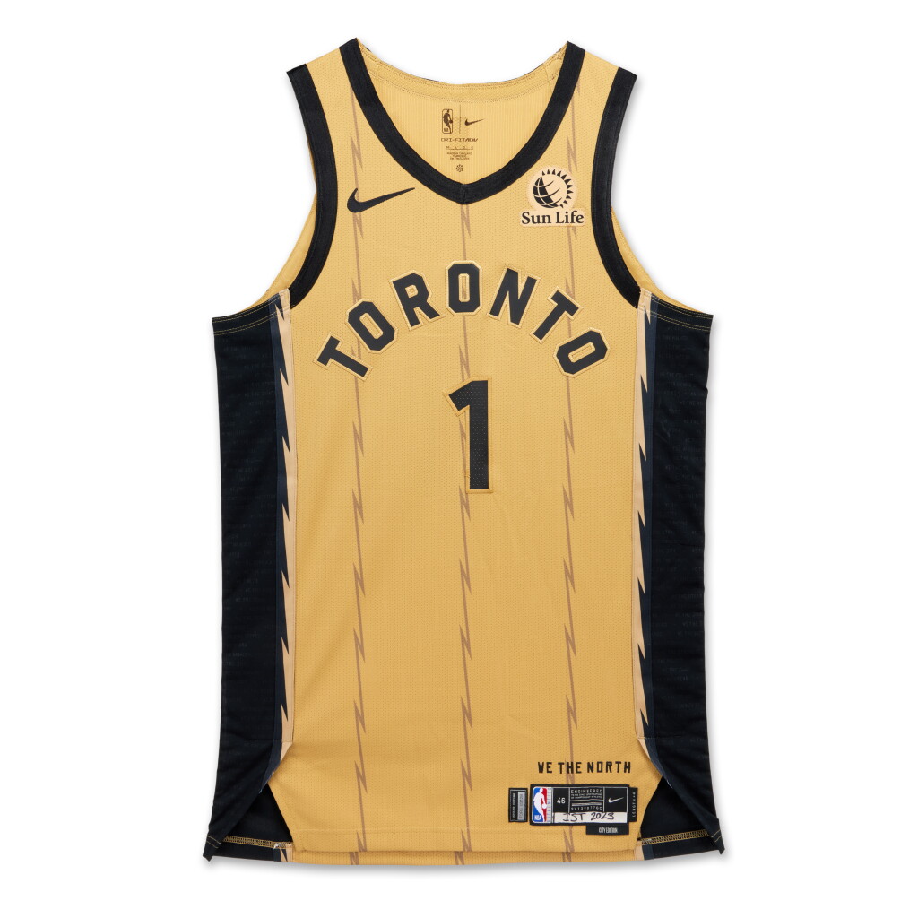View full screen - View 1 of Lot 95. Gradey Dick Toronto Raptors 2023-2024 In-Season Tournament Game Worn City Edition Jersey.