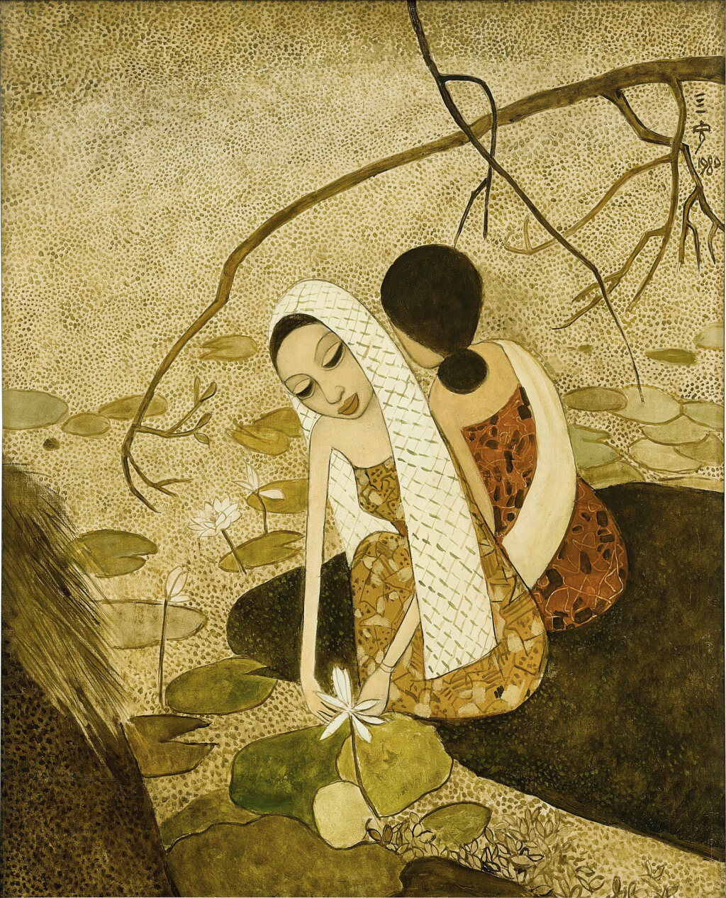 View full screen - View 1 of Lot 1012. Cheong Soo Pieng 鍾泗濱 | By the lotus pond 採蓮.