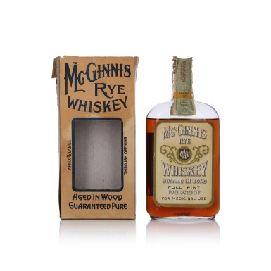 View full screen - View 1 of Lot 456. McGinnis Rye 100 Proof 1916 (1 PINT).