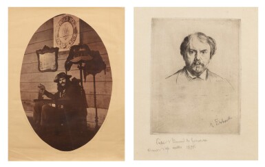 View full screen - View 1 of Lot 320. Marcellin Desboutins ; After Dan Devine, Portrait of Edmond de Goncourt; and Alton Kelley Poster.