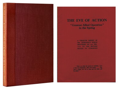 View full screen - View 1 of Lot 63.  Winston S. Churchill | The Eve of Action: “Greatest Allied Operation” in the Spring ... Belfast: The Belfast Telegraph [Belfast], 1944.