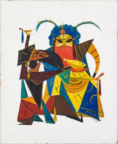 View full screen - View 1 of Lot 1030. Lin Fengmian 林風眠 | Chinese opera series: Scene of Assassination of Wang Liao 中國戲曲系列:刺王僚(魚腸劍).