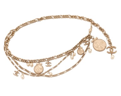 View full screen - View 1 of Lot 51. Faux pearl and charm belt.