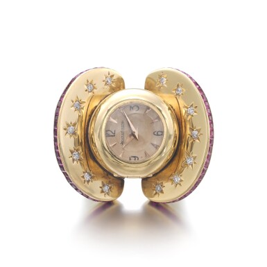 View full screen - View 1 of Lot 1072. Ruby and diamond ring/watch.