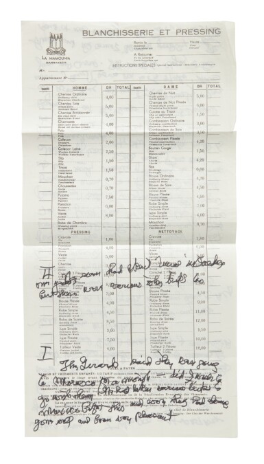 View full screen - View 1 of Lot 96. GEORGIA O'KEEFFE | AUTOGRAPH MANUSCRIPT, TITLED IN ANOTHER HAND "GIRARDS — MOROCCO".