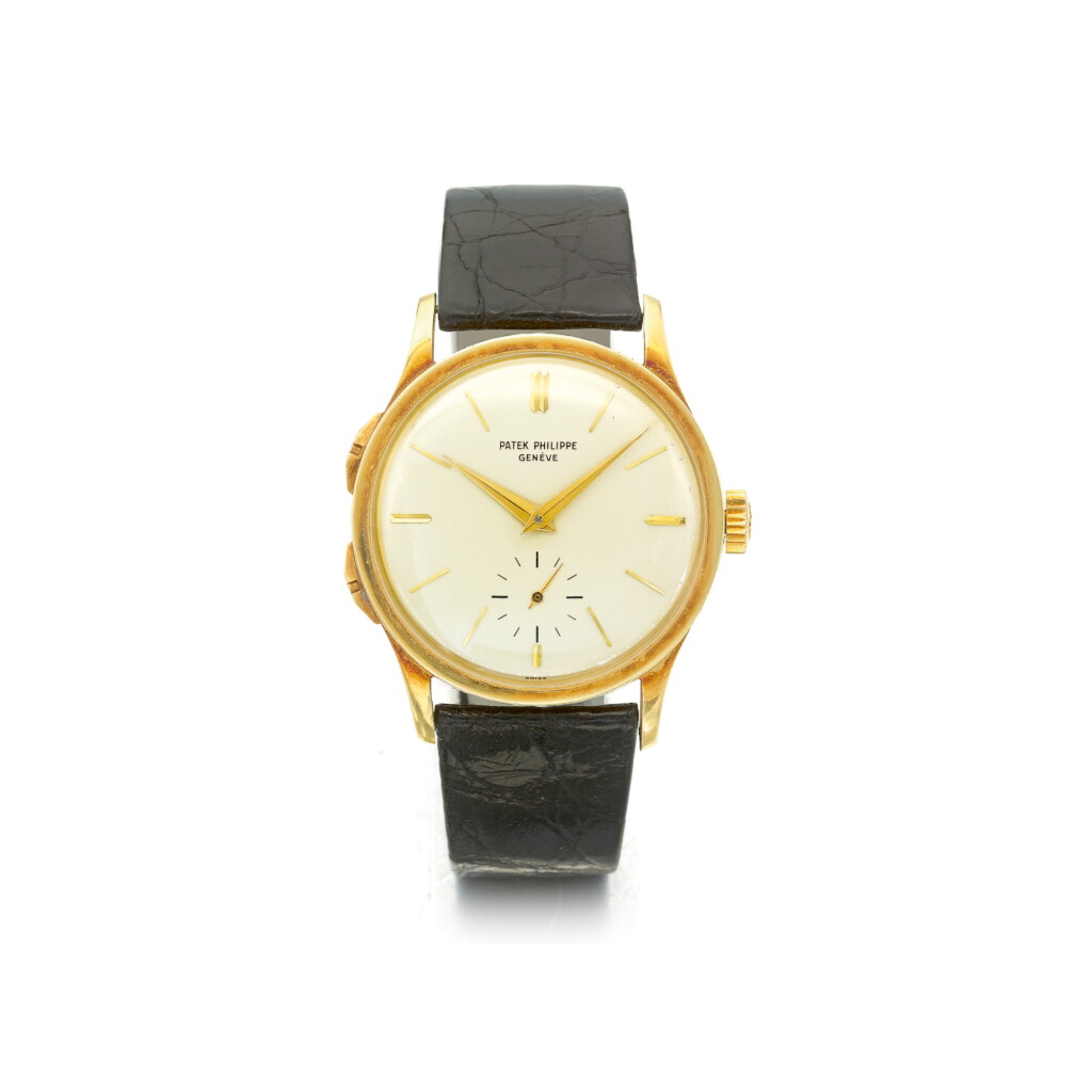 View full screen - View 1 of Lot 1012. PATEK PHILIPPE | REF 2597 'TRAVEL TIME', A RARE YELLOW GOLD WRISTWATCH WITH ADJUSTABLE JUMPING HOUR HAND, MADE IN 1960 | 百達翡麗 | 2597型號「TRAVEL TIME」罕有黃金腕錶備可調校跳時時針,1960年製.