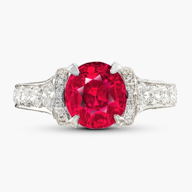 View full screen - View 1 of Lot 1253. Ruby and Diamond Ring | 3.10 克拉 天然「莫桑比克」未經加熱 紅寶石 配 鑽石 戒指.
