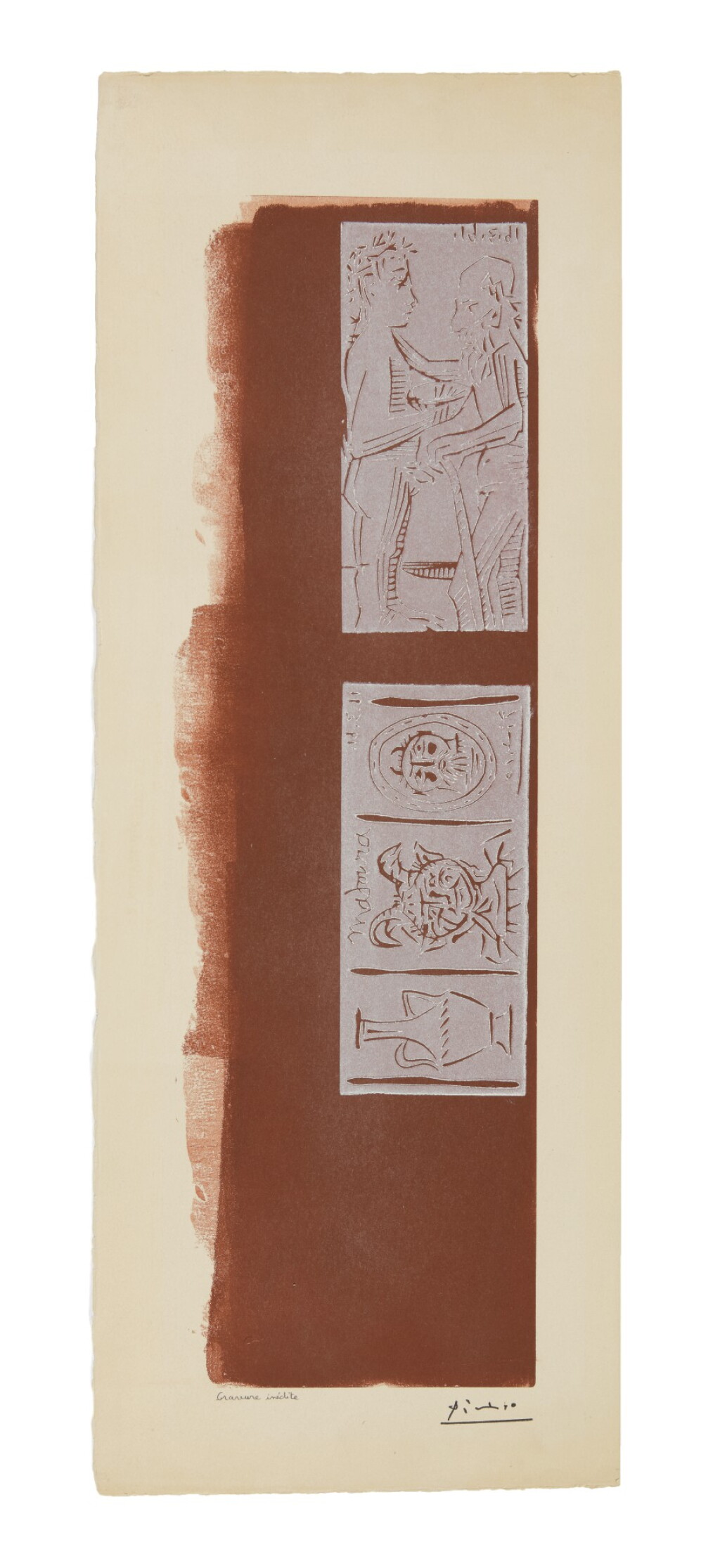 View full screen - View 1 of Lot 86. PABLO PICASSO | MADOURA; AND JEUNE HOMME APPORTANT UNE ÉCUELLE À UN VIEILLARD ISAAC ET JACOB (?) (SEE B. 1021, BA. 1270 AND 1271).