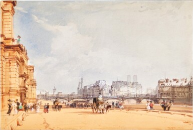 View full screen - View 1 of Lot 54. Paris - The Pont des Arts and Île de la Cité from the Quai du Louvre.