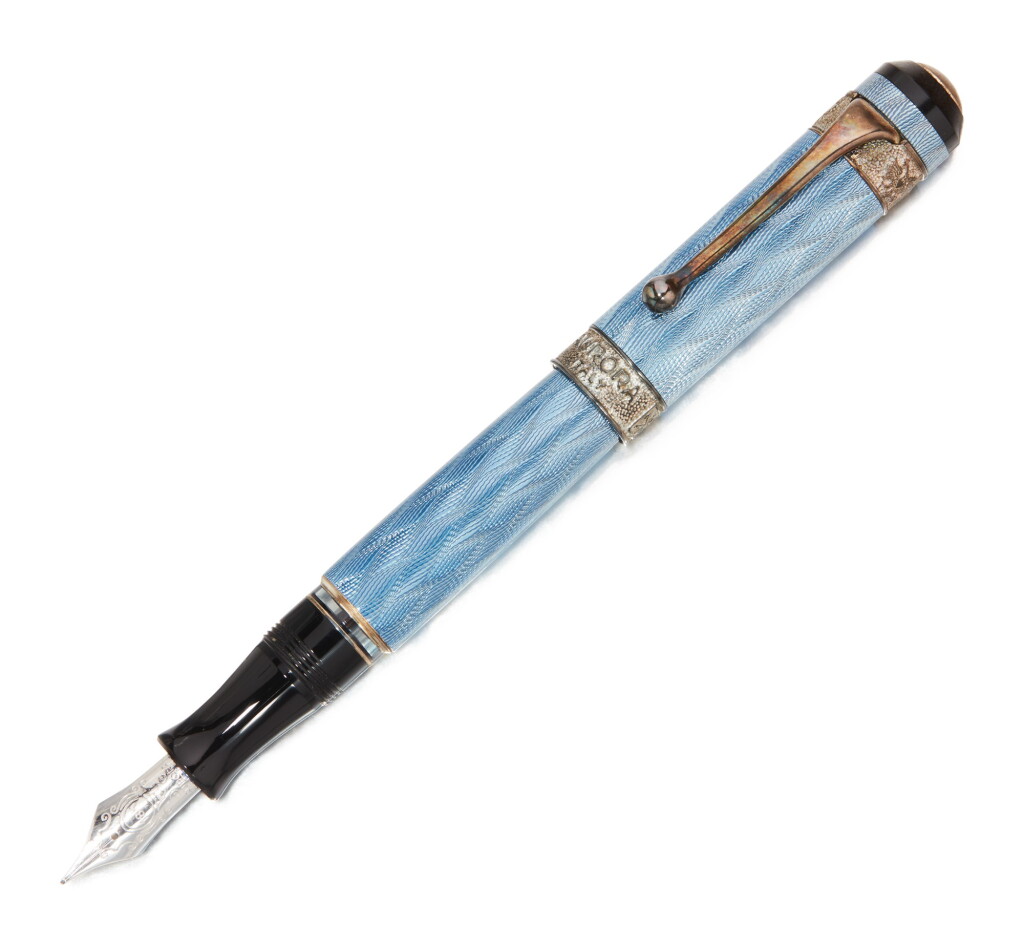 View full screen - View 1 of Lot 130. AURORA | A STERLING SILVER AND LACQUER FOUNTAIN PEN CIRCA 2003.