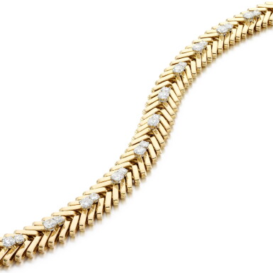 View full screen - View 1 of Lot 259. Diamond bracelet, 'Tissu Serge', 1950s.