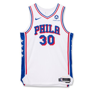 View full screen - View 1 of Lot 25. Adem Bona ‘Abu Dhabi Games’ Philadelphia 76ers 2025-2026 Game Worn Association Edition Jersey | Matched to 2 Games.