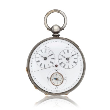 View full screen - View 1 of Lot 113. No. 23478 An unusual silver dual time-zone watch with compass made for the Chinese market circa 1850.
