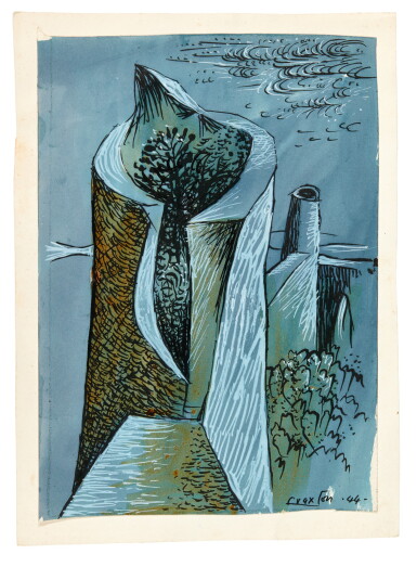 View full screen - View 1 of Lot 719. JOHN CRAXTON, R.A. | TREE TRUNK AND RUIN.