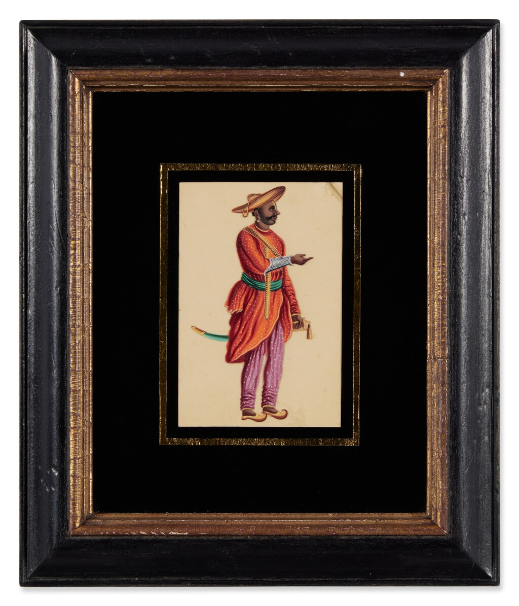 View full screen - View 1 of Lot 531. Six Studies on Mica of Figures in Native Costumes, Trichinopoly, Company style, circa 1850.