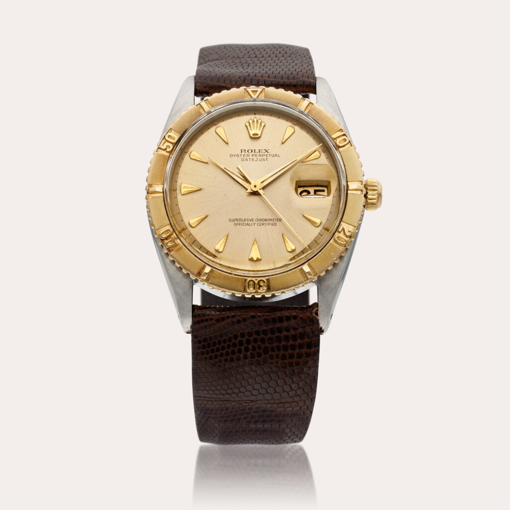 View full screen - View 1 of Lot 557. Reference 1625 Datejust ‘Turn-O-Graph’ | A stainless steel and yellow gold automatic wristwatch with date, Circa 1960.