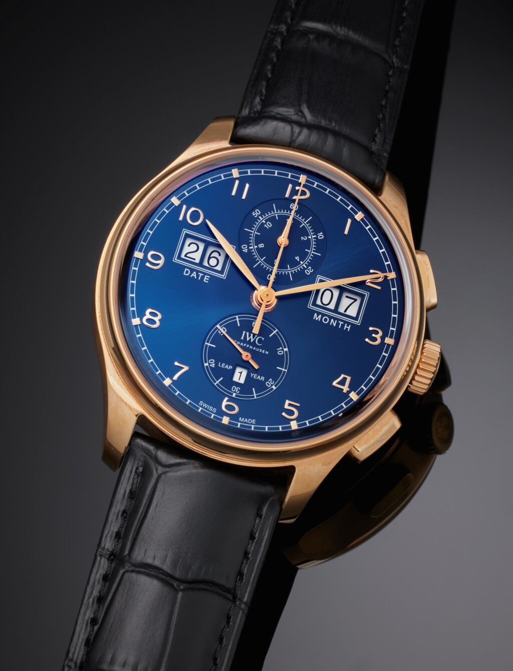 View full screen - View 1 of Lot 4. Reference IW3972-04 Portugieser Perpetual Calendar Digital Date-Month Edition ‘75th Anniversary’ | A limited edition pink gold automatic perpetual calendar chronograph wristwatch with digital date, month, and leap-year indication, Circa 2016.