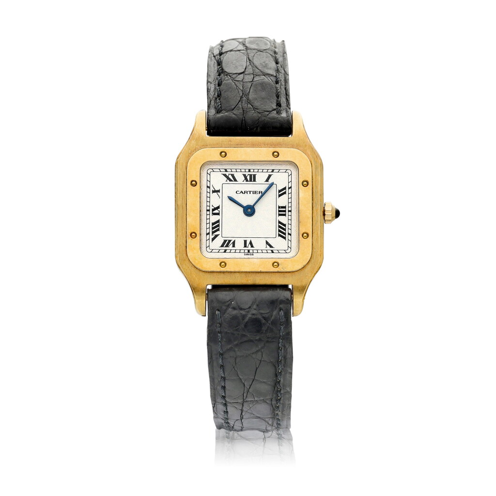 View full screen - View 1 of Lot 8031. Santos, Reference 1045 | A yellow gold wristwatch, Circa 1990 | 卡地亞 | Santos 型號1045 | 黃金腕錶,約1990年製.