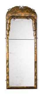 A Queen green and gilt japanned pier mirror, early 18th century