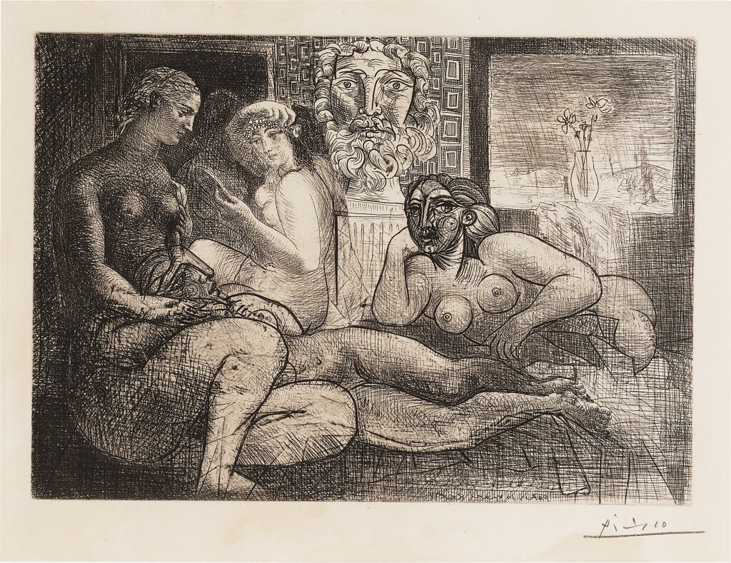 View full screen - View 1 of Lot 782. Quatre femmes nues et tête sculptée, from La Suite Vollard.